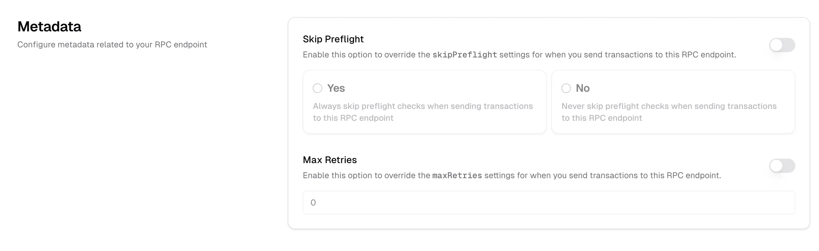 Screenshot of RPC Metadata